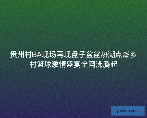 贵州村BA现场再现盘子盆盆热潮点燃乡村篮球激情盛宴全网沸腾起